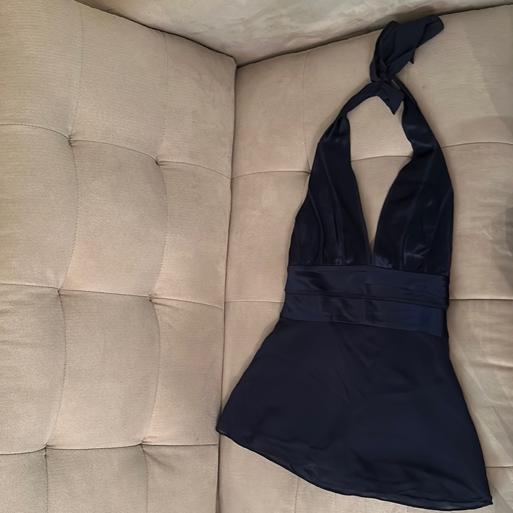 Blue 100% silk halter top